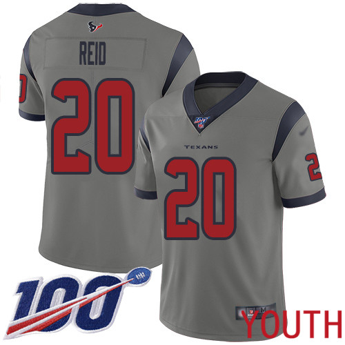 Houston Texans Limited Gray Youth Justin Reid Jersey NFL Football #20 100th Season Inverted Legend->youth nfl jersey->Youth Jersey